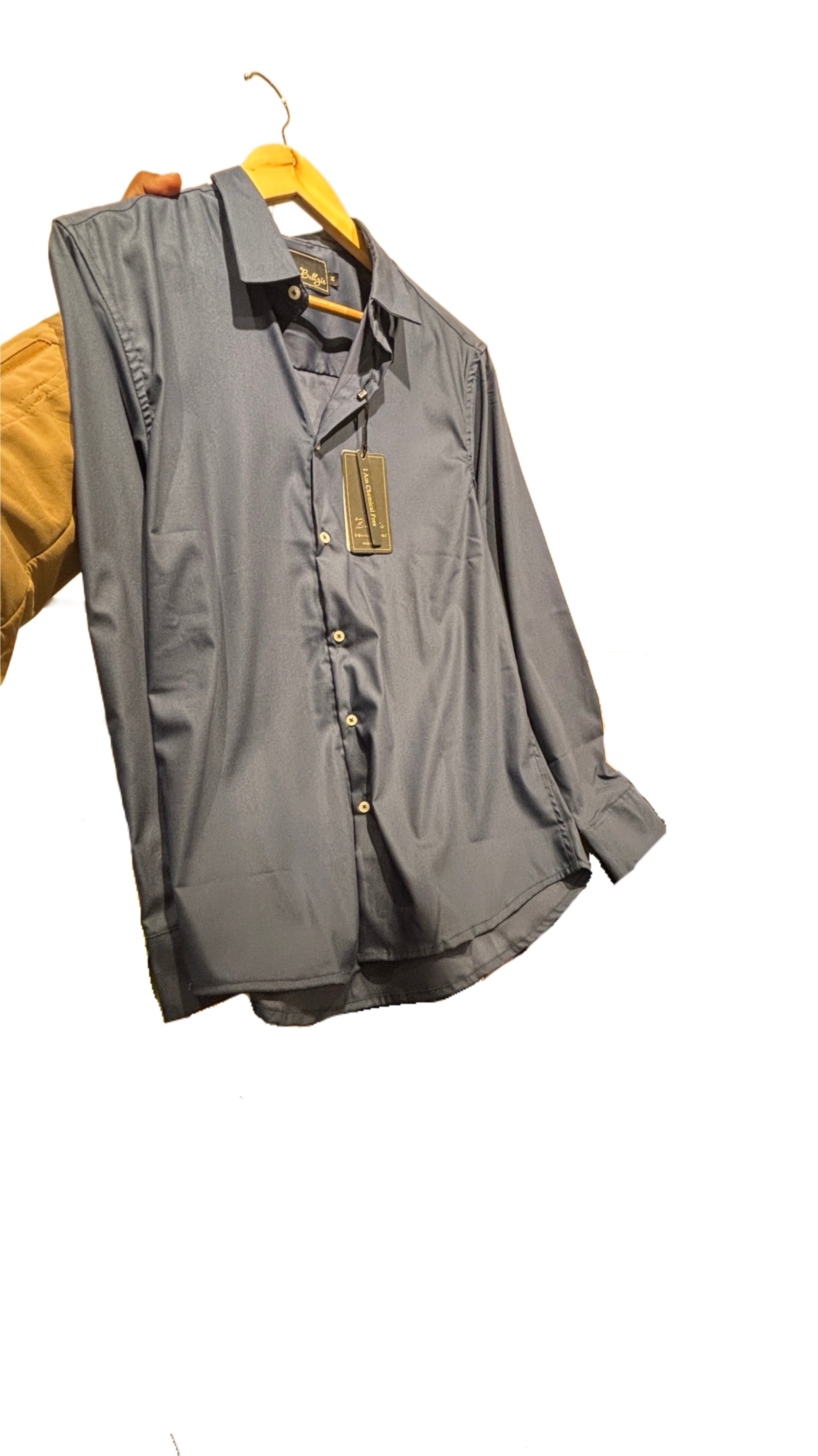 Plain Satin Shirt Navy Blue