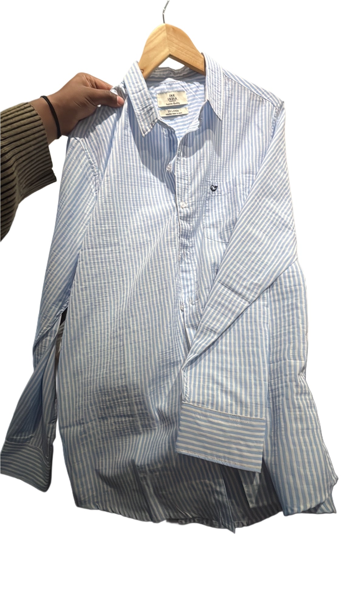 Textured Stripes Shirt Blue