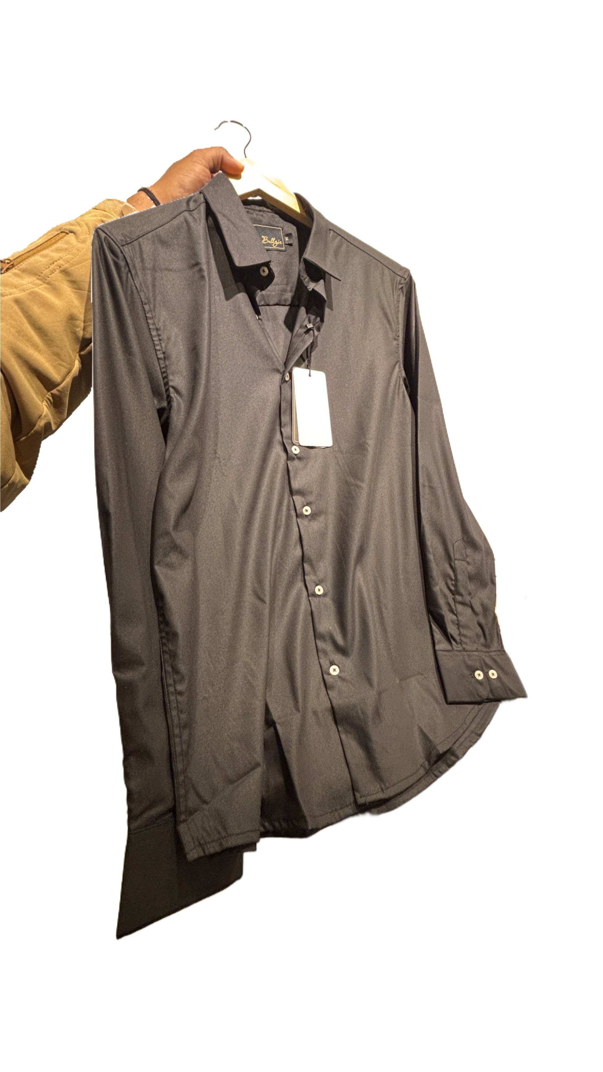 Plain Satin Shirt Black