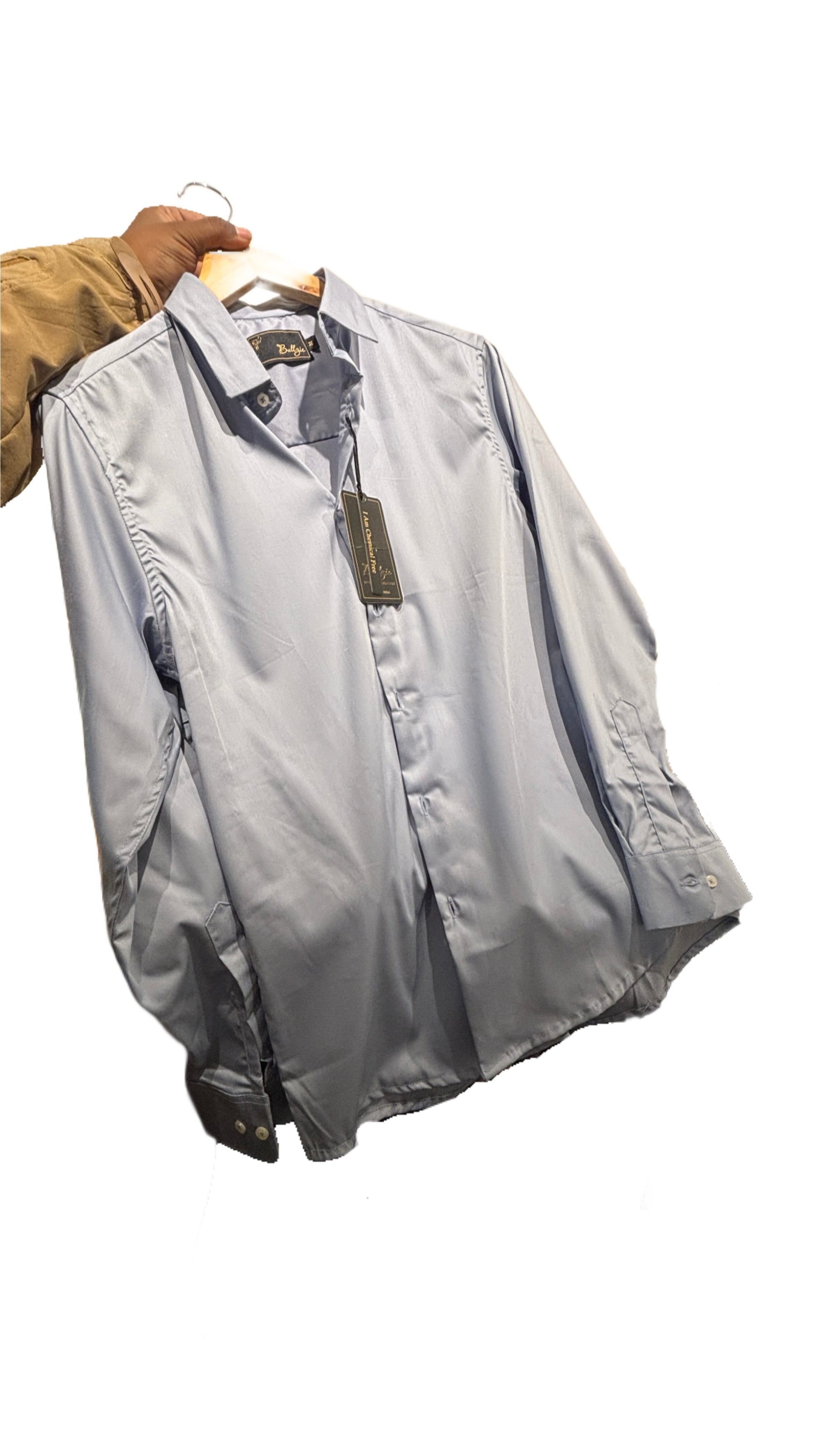 Plain Satin Shirt Sky Blue