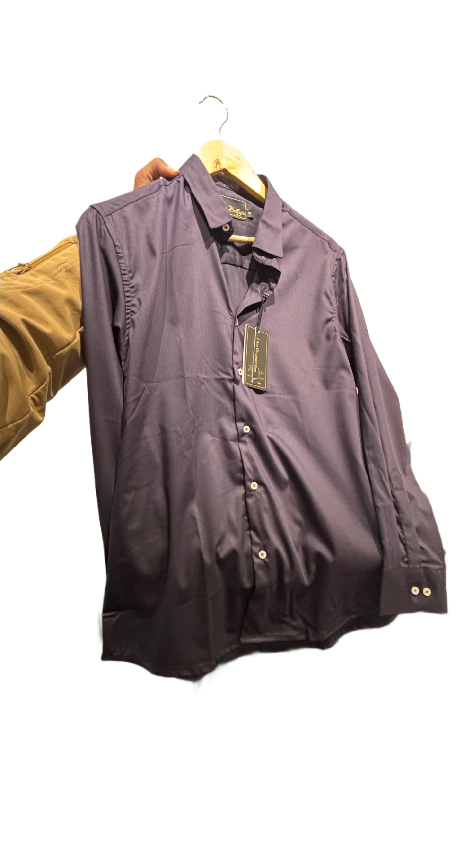 Plain Satin Shirt Violet