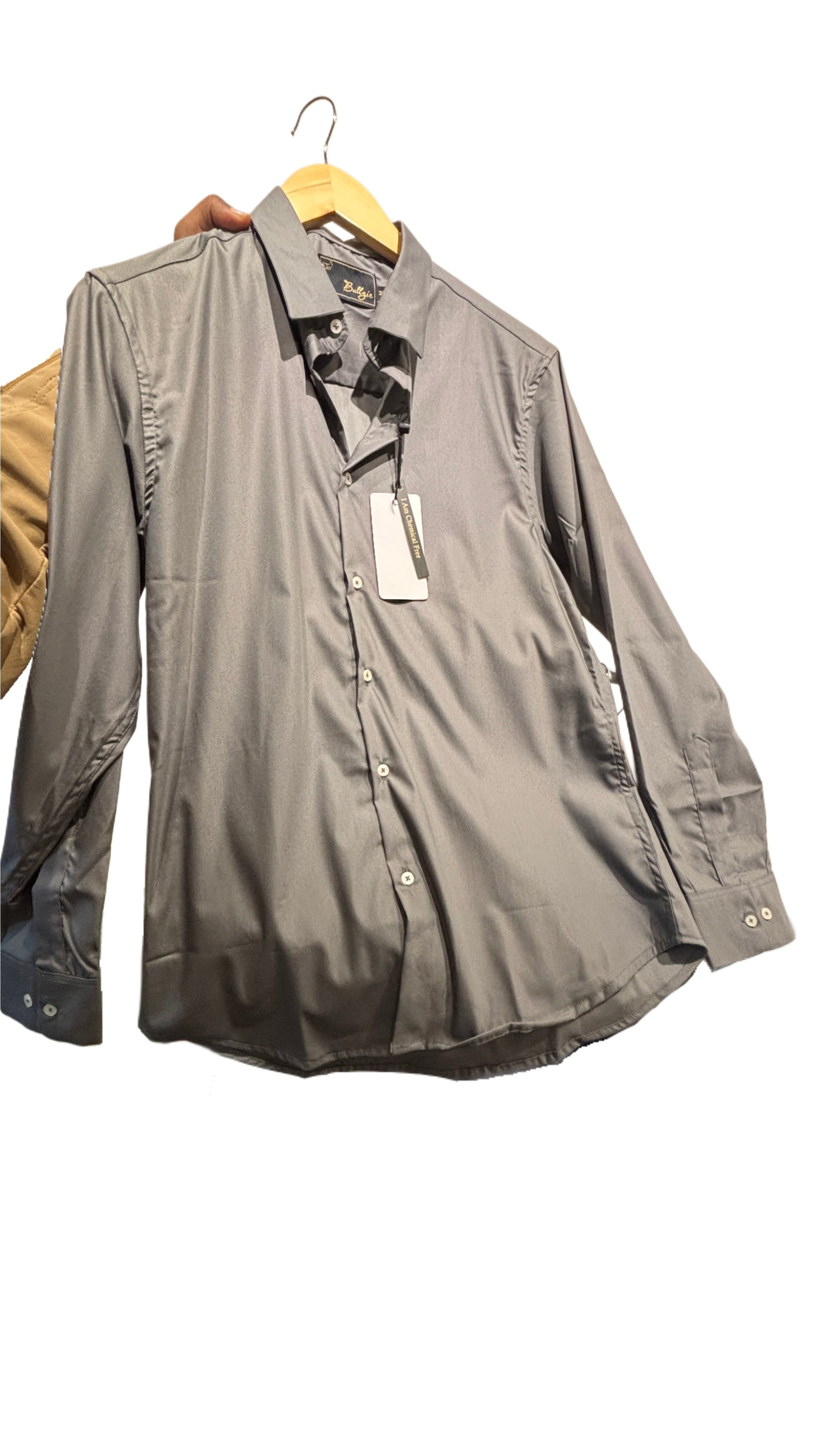 Plain Satin Shirt Grey