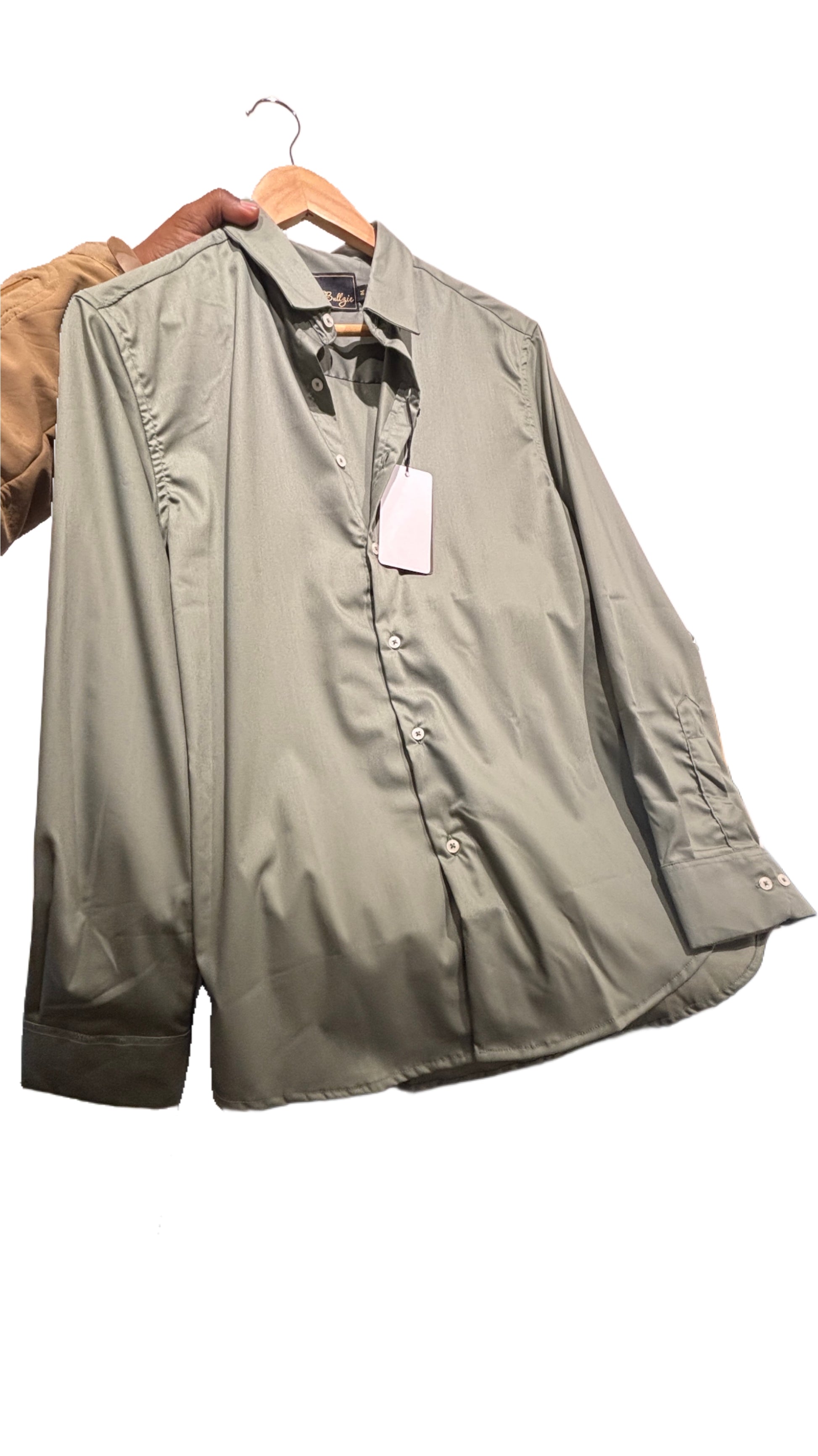 Plain Satin Shirt Green