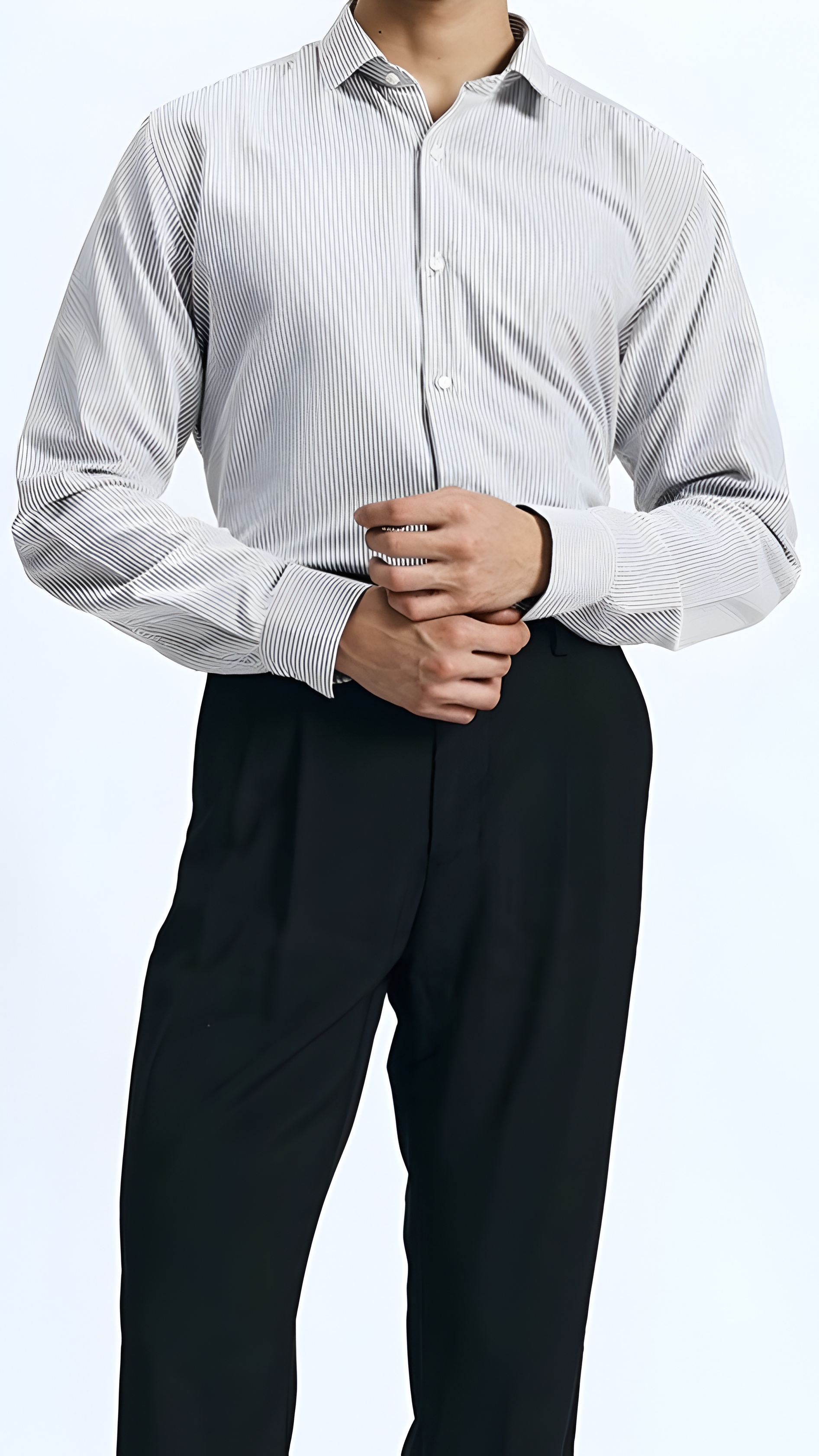 BROWNMEN Small Stripes Shirt White/Grey