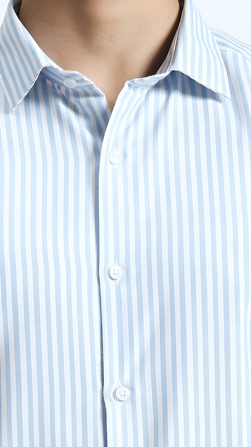 BROWNMEN Big Stripes Shirt White/Blue