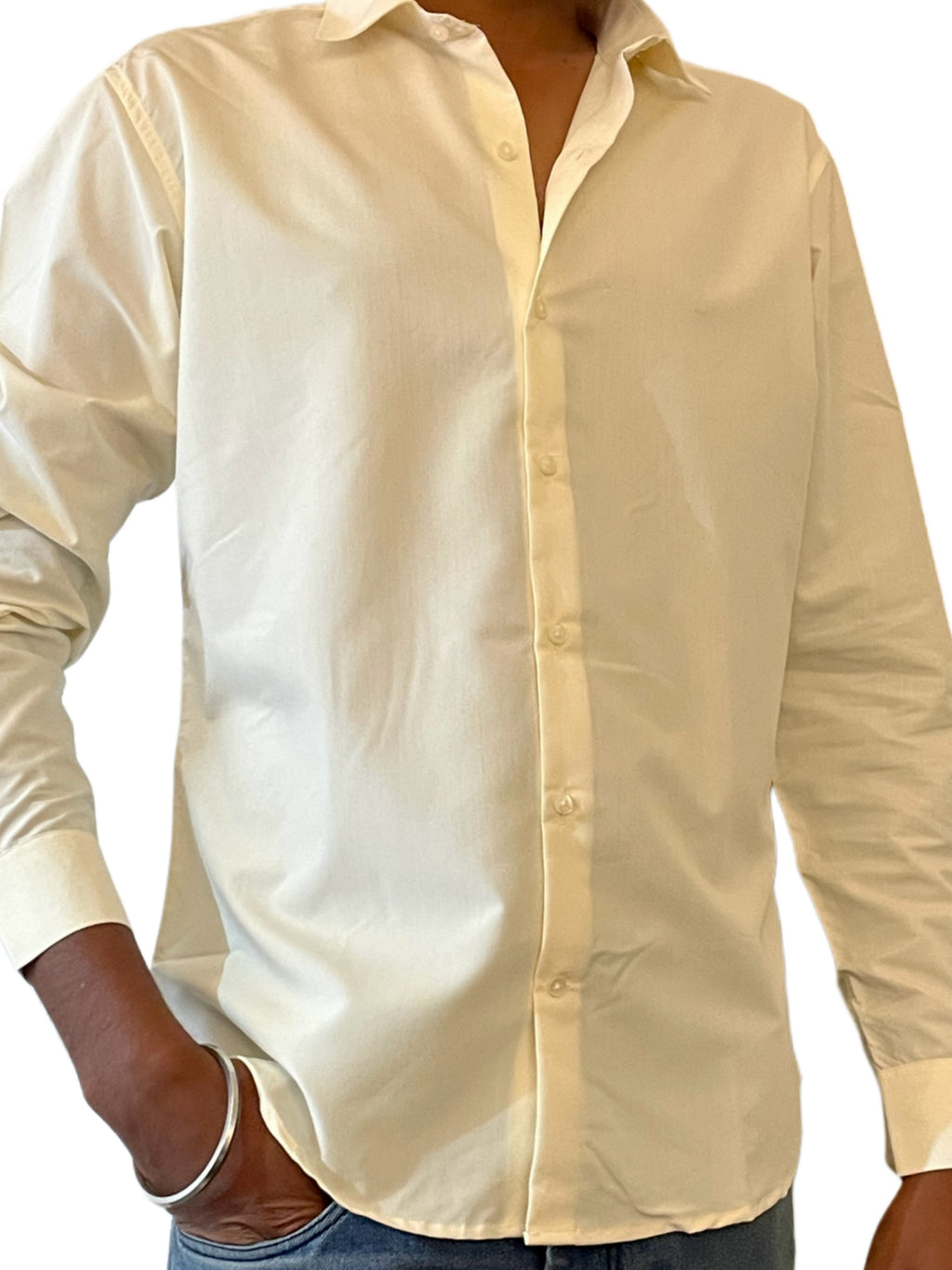 Satin Pale Yellow Shirt