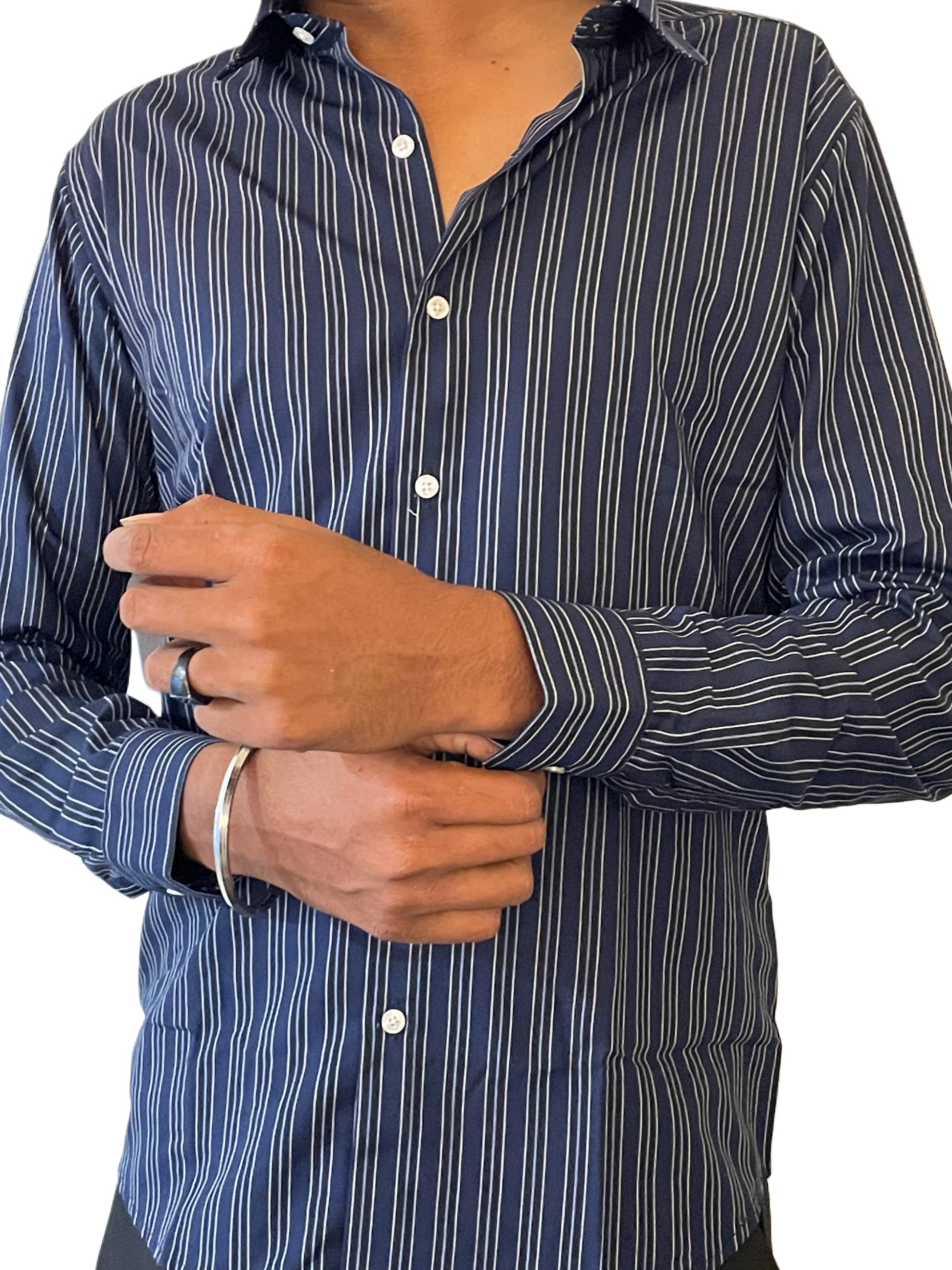 Navy Blue Stripes Shirt