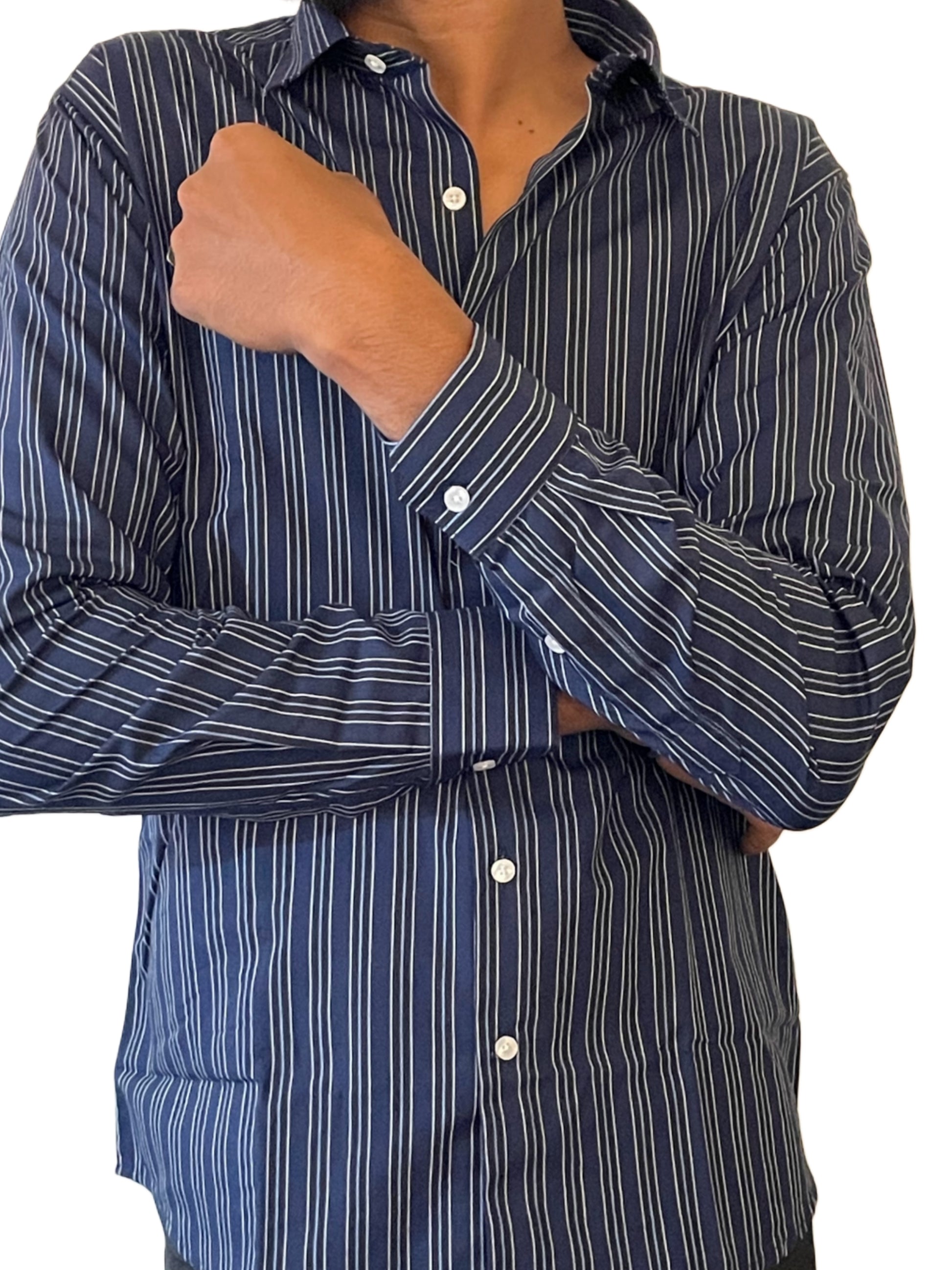 Navy Blue Stripes Shirt